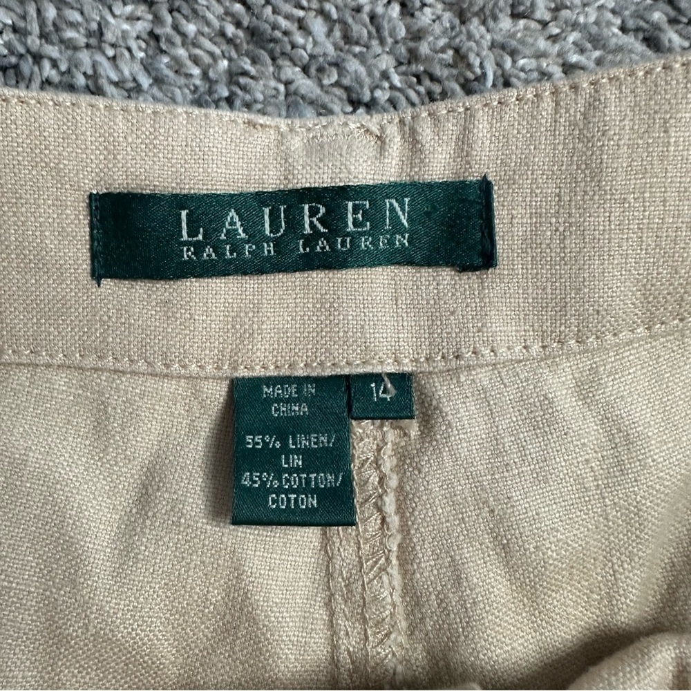 Lauren Ralph Lauren linen & cotton pants 14 sand beige tan khaki coastal career - Picture 5 of 9